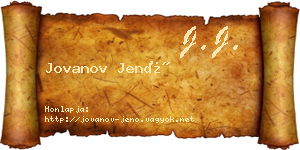 Jovanov Jenő névjegykártya